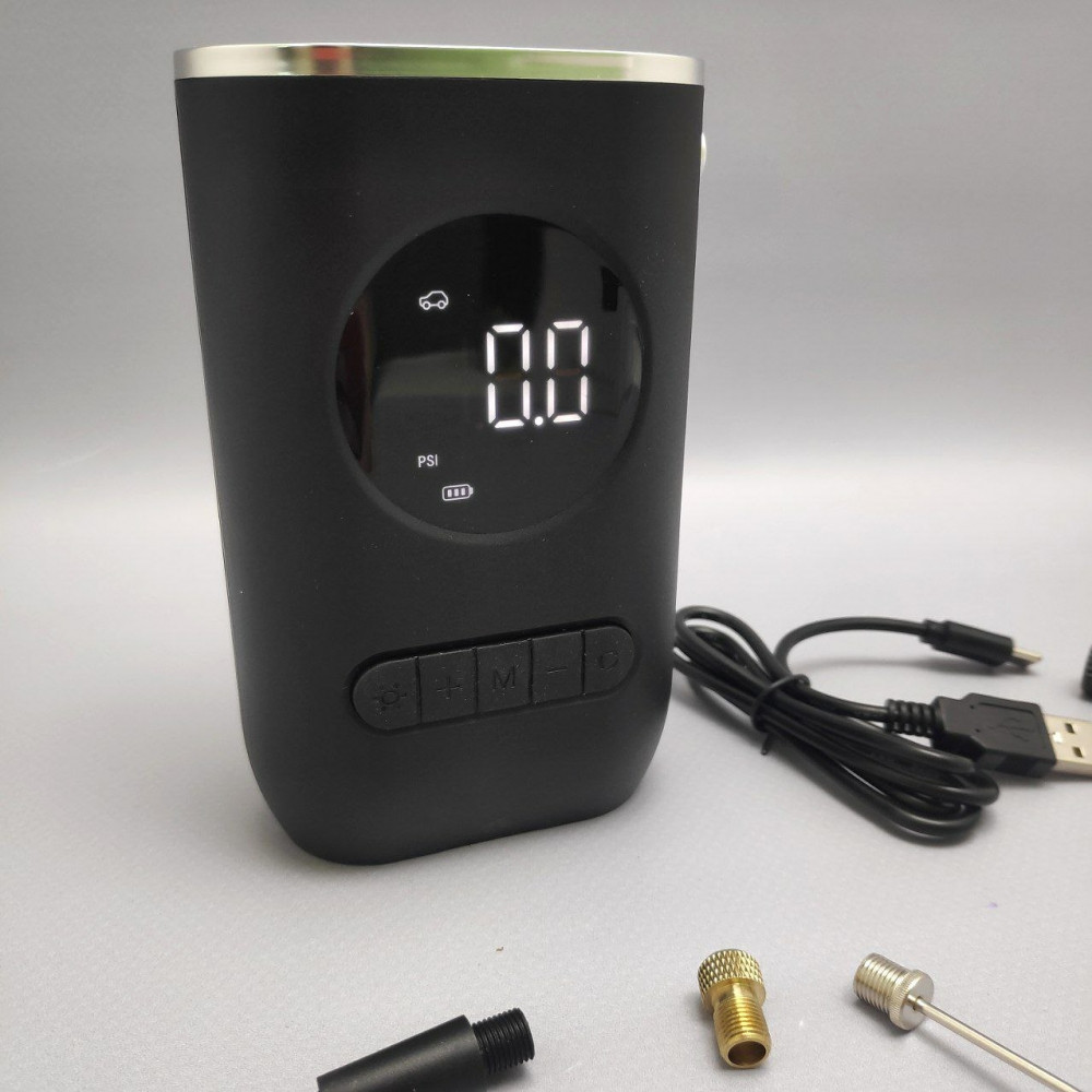 Беспроводной портативный автомобильный компрессор CAR Air Pump CZK-3668 (USB, 4 насадки, LED-дисплей, фонарь) - фото 8 - id-p225505680