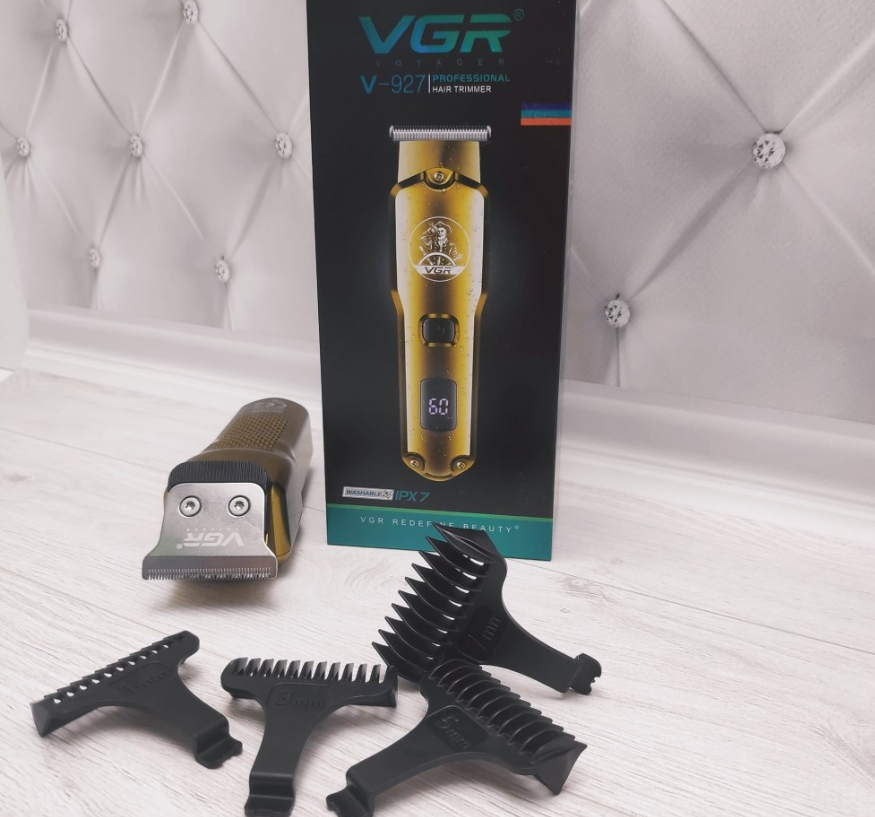 Триммер для стрижки волос, ухода за бородой и окантовкой VGR V-927 VOYAGER 4 насадки, LCD-дисплей - фото 2 - id-p225502878