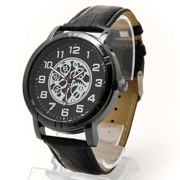 Мужские часы HONG RUI 7387 на ремешке из экокожи (черный и белый циферблаты) - фото 1 - id-p225505685