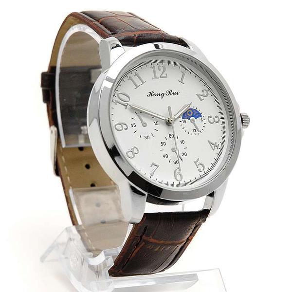 Мужские часы HONG RUI 6031G на кожаном ремешке - фото 2 - id-p225505686