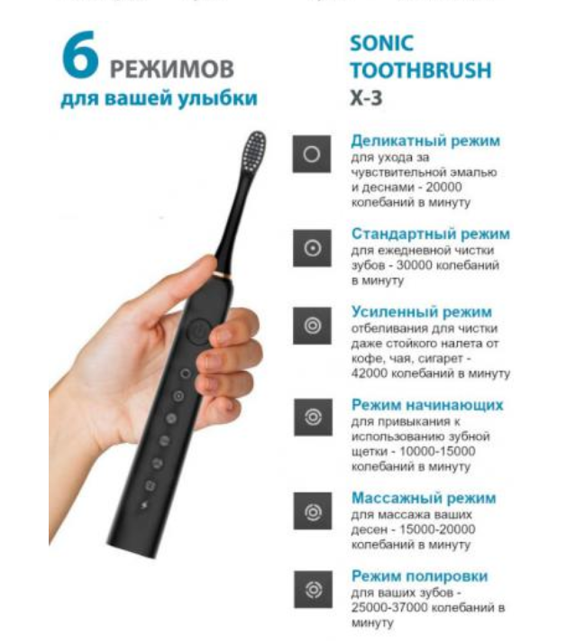 Электрическая зубная щётка Sonic toothbrush USB - фото 9 - id-p225500306