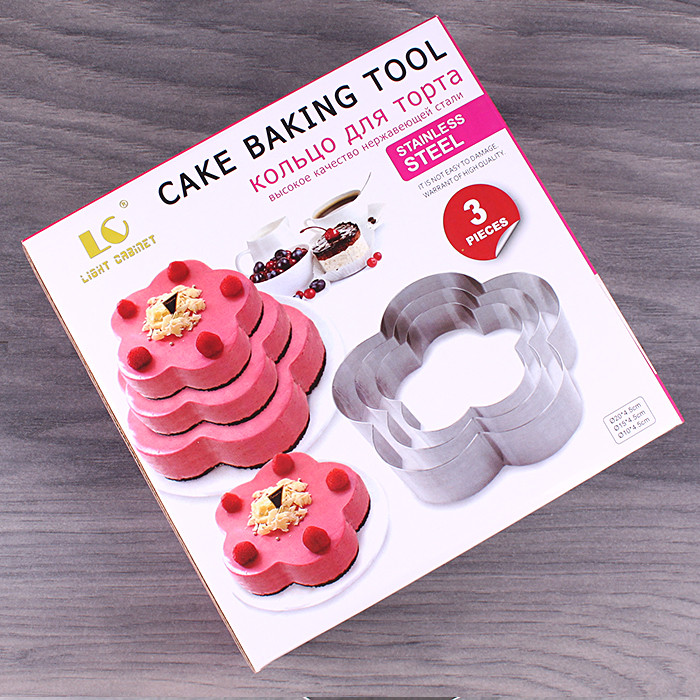 Кольца для торта из нержавеющей стали Cake Baking Tool (3 шт) Цветок - фото 2 - id-p225500315