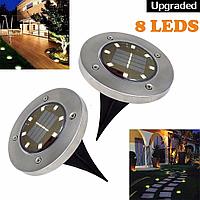 Садовый светильник на солнечной батарее Disk Lights 8 Led, 1 шт