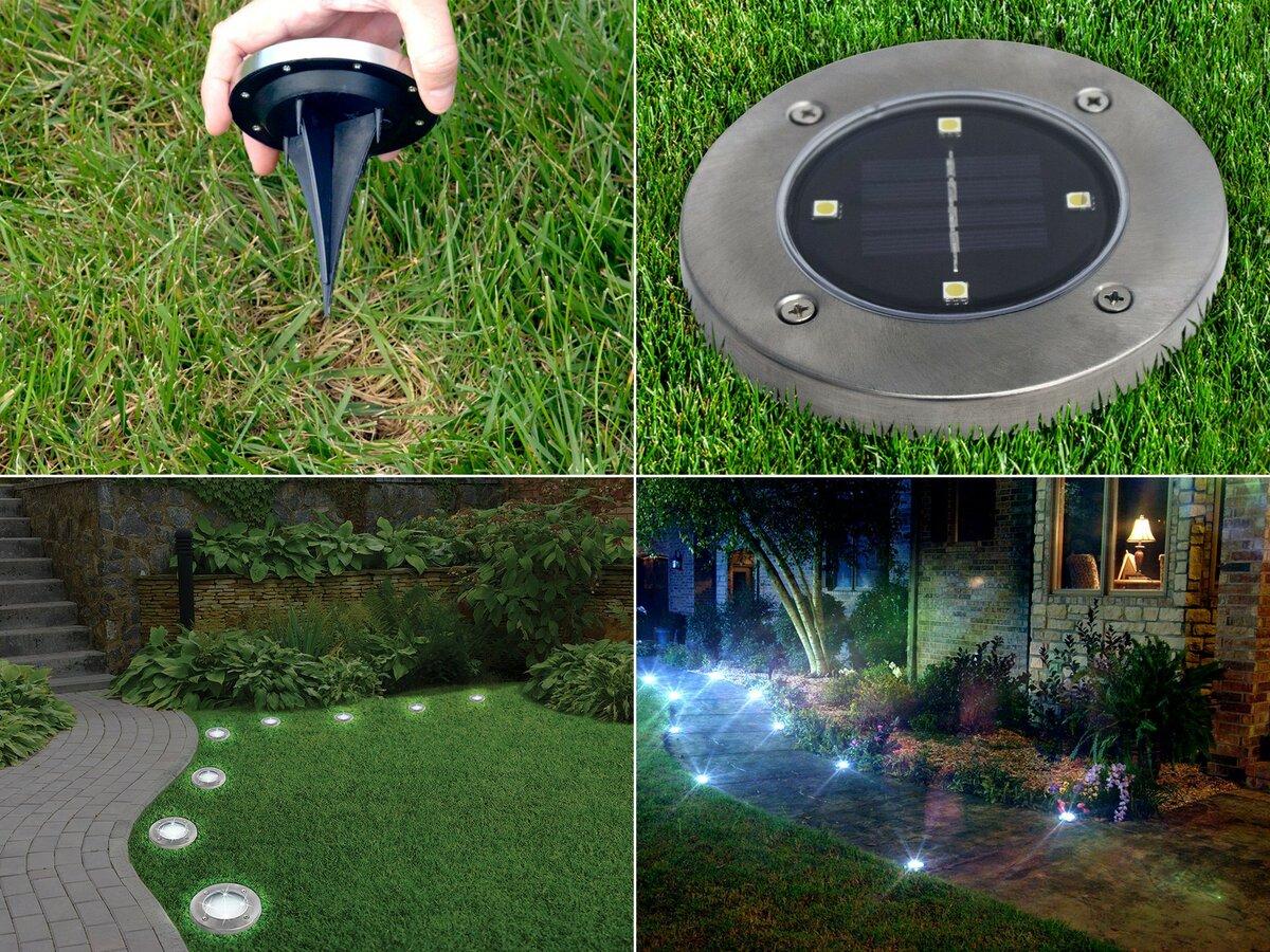 Садовый светильник на солнечной батарее Disk Lights 8 Led, 1 шт - фото 4 - id-p225499261