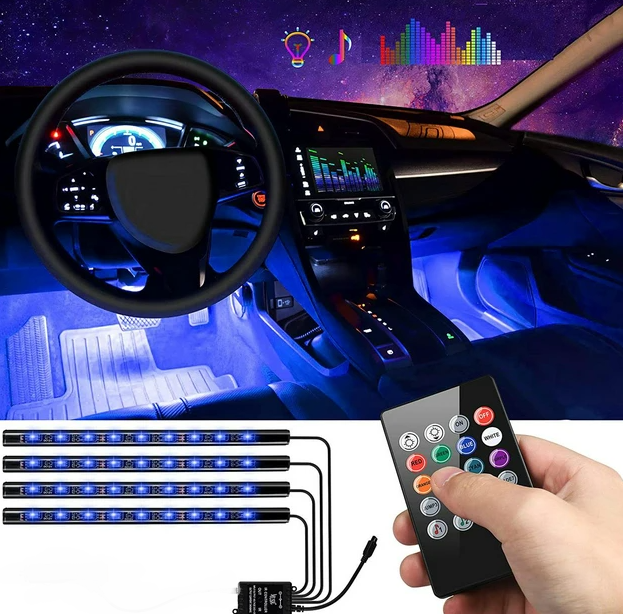 Универсальная светодиодная RGB led подсветка салона с контроллером и датчиком музыки для автомобиля Automobile - фото 8 - id-p225503858