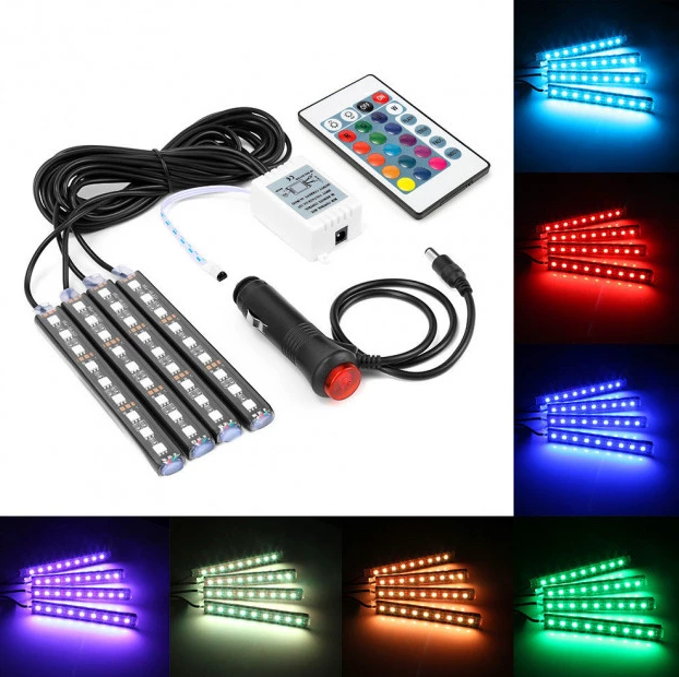 Универсальная светодиодная RGB led подсветка салона с контроллером и датчиком музыки для автомобиля Automobile - фото 10 - id-p225503858
