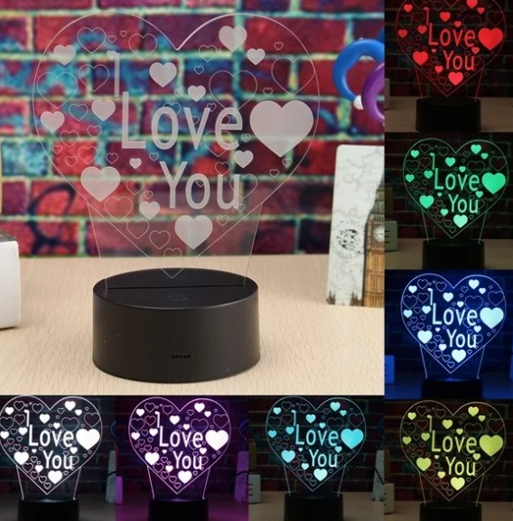 Настольная лампа голограмма 3Д, ночник "I Love You" - фото 5 - id-p225503901