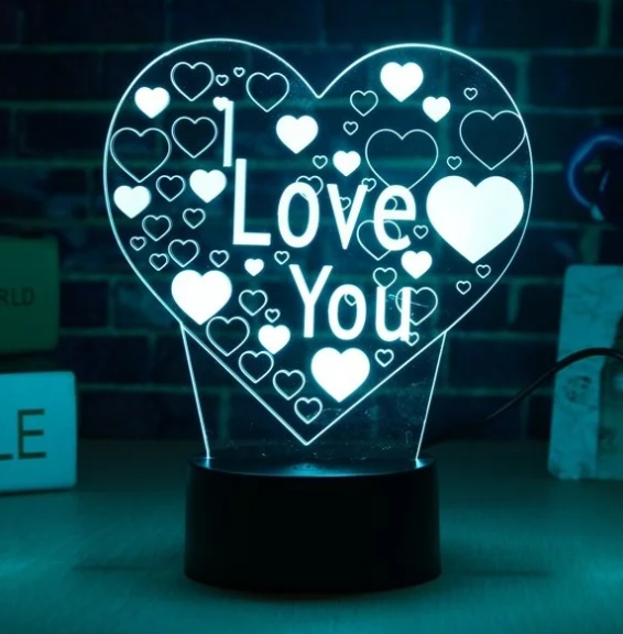 Настольная лампа голограмма 3Д, ночник "I Love You" - фото 6 - id-p225503901
