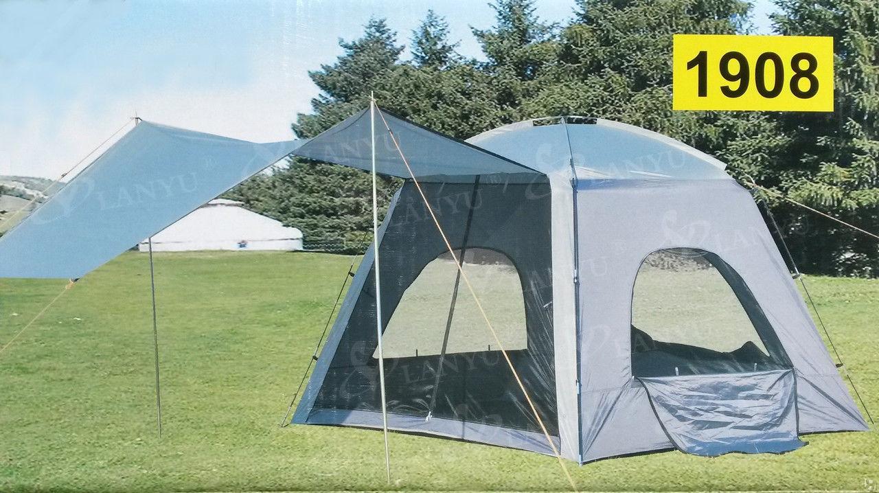 Палатка 4-х местная LanYu 1908 туристическая 210x230x160см с навесом - фото 2 - id-p225502148
