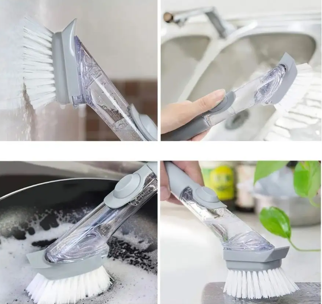 Авто щетка для мытья посуды кухонная с дозатором для моющего средства щетка для уборки автомобильная - фото 4 - id-p225504875