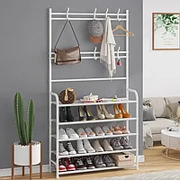 Вешалка-полка с крючками для одежды в прихожую New simple floor clothes rack size Белая