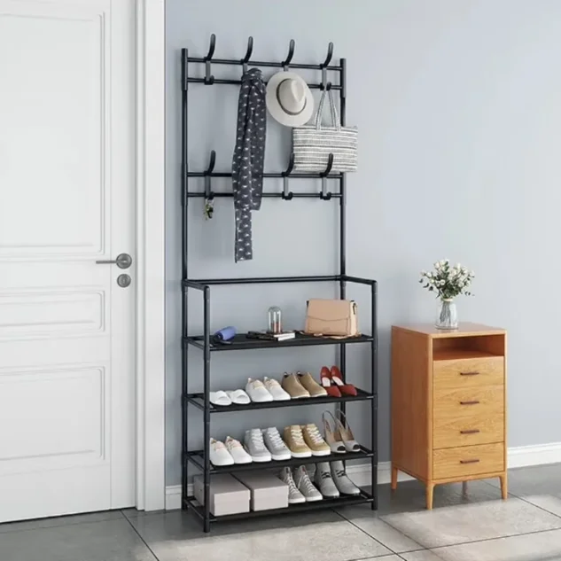 Вешалка-полка с крючками для одежды в прихожую New simple floor clothes rack size Белая - фото 3 - id-p225503076