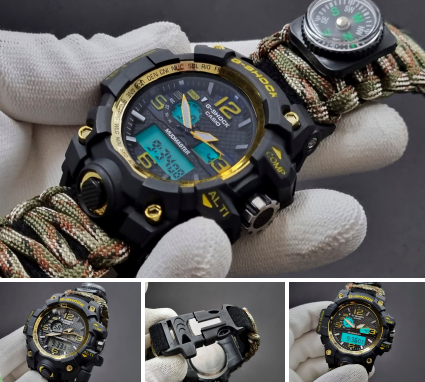 Тактические часы с браслетом из паракорда G-SHOCK 5478 выживальщика ремень - паракорд, компас - фото 3 - id-p225503957