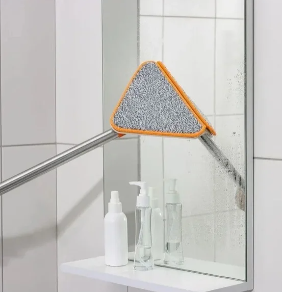 Треугольная швабра для мытья окон, полов, стен, зеркал и труднодоступных мест с 4 микрофибрами - фото 10 - id-p225503991