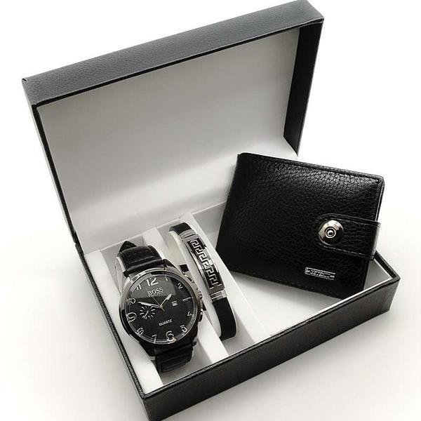 Мужской подарочный набор 3в1 (часы,портмоне,браслет) BOSS - фото 1 - id-p225503128