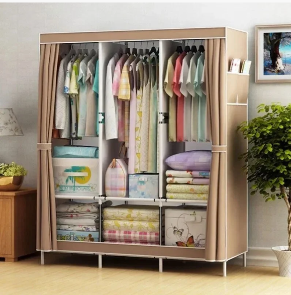 Складной шкаф Storage Wardrobe mod.88130 130 х 45 х 170 см. Трехсекционный/ Цвет-Серый - фото 2 - id-p225504958