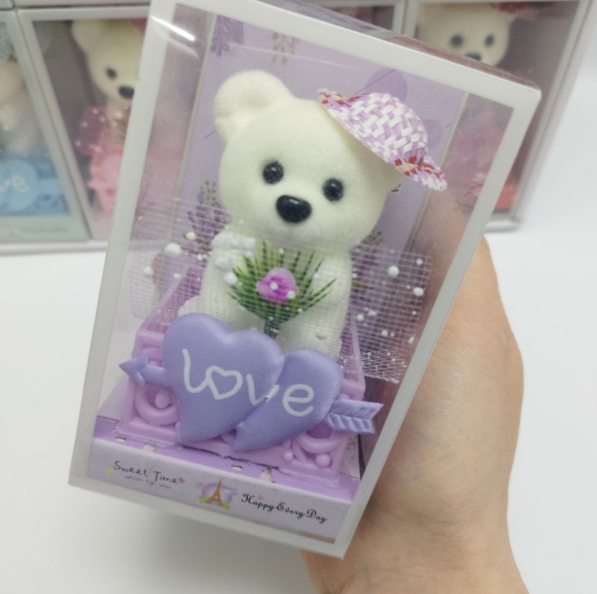 Подарочный Мишка с розой Love в коробке Happy Life / Сувенир на праздник - фото 7 - id-p225505933