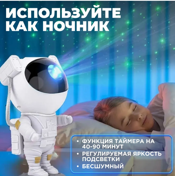 Ночник проектор игрушка Astronaut Nebula Projector HR-F3 с пультом ДУ - фото 2 - id-p225503156