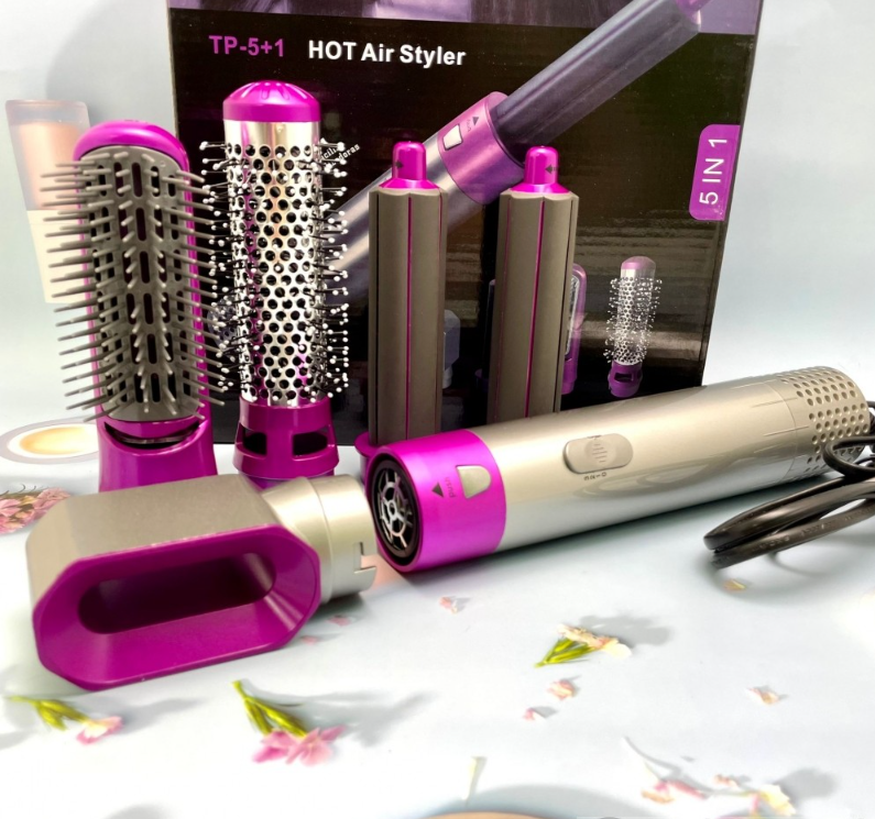 Стайлер для волос с пятью насадками 5в1 Hot Air Styler / Профессиональный фен - плойка / Набор 5в1 - фото 5 - id-p225505954