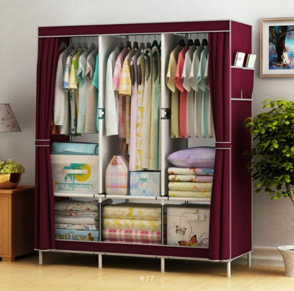 Складной шкаф Storage Wardrobe mod.88130 130 х 45 х 170 см. Трехсекционный/ Цвет-Серый - фото 4 - id-p225504994