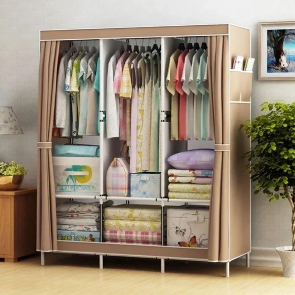 Складной шкаф Storage Wardrobe mod.88130 130 х 45 х 170 см. Трехсекционный/ Цвет-Серый - фото 1 - id-p225504994