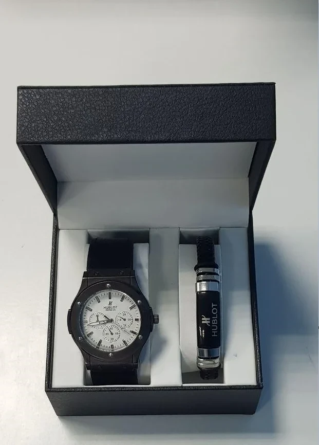 Мужской подарочный набор часы и браслет HUBLOT - фото 1 - id-p225502348