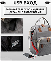 Многофункциональный рюкзак с термоотделом, USB и кошелечком Mommy's Urban для мамы и ребенка Черный