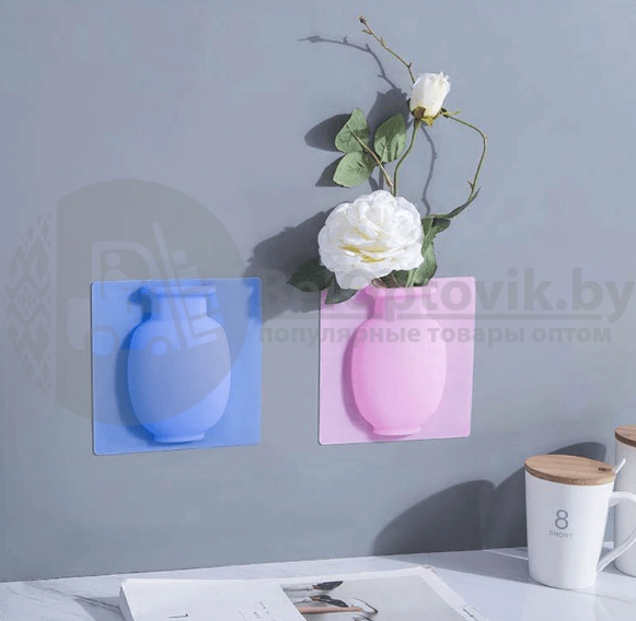 Настенная силиконовая ваза для цветов Magic Vase, многоразовая (без клея, гипоаллергенный материал) - фото 5 - id-p225503211