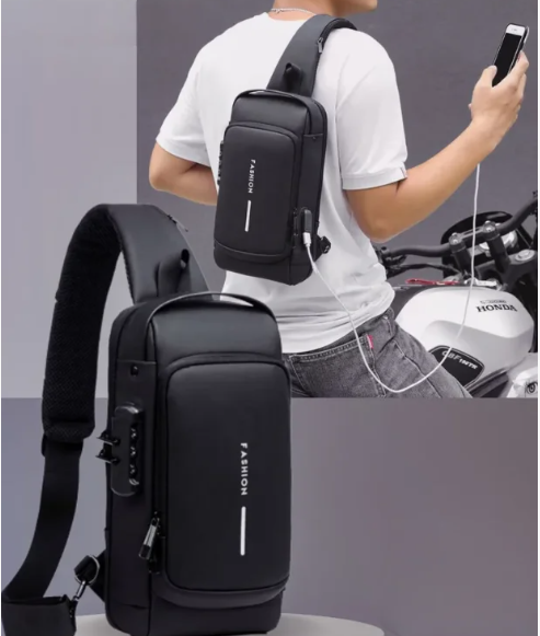 Сумка - рюкзак через плечо Fashion с кодовым замком и USB / Сумка слинг / Кросc-боди барсетка - фото 5 - id-p225505055