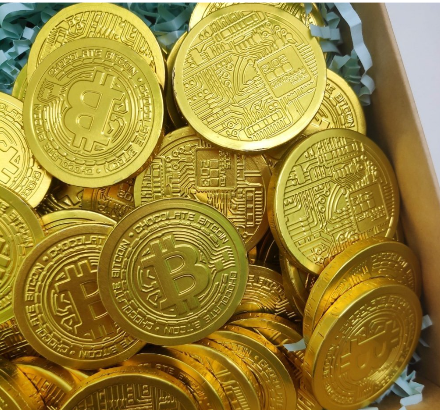 Золотые шоколадные монеты «Bitcoin», набор 20 монеток (Россия) - фото 1 - id-p225505060