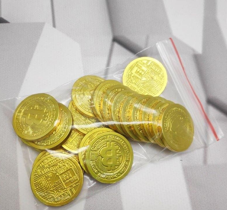 Золотые шоколадные монеты «Bitcoin», набор 20 монеток (Россия) - фото 3 - id-p225505060