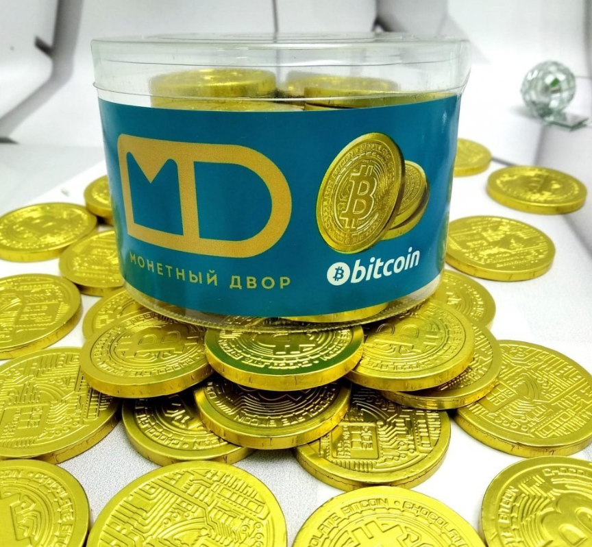 Золотые шоколадные монеты «Bitcoin», набор 20 монеток (Россия) - фото 4 - id-p225505060