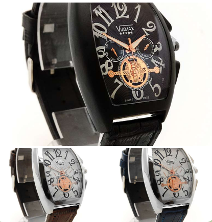 Мужские наручные часы Viamax A3337G на широком кожаном ремне - фото 1 - id-p225505086