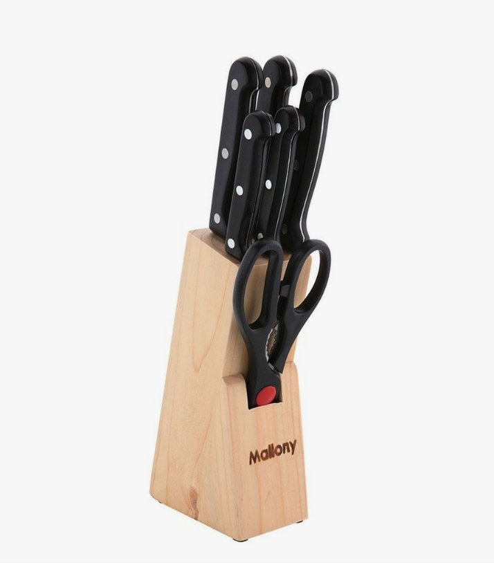 Набор ножей в деревянной подставке из нержавеющей стали 7 предметов - фото 2 - id-p225505102