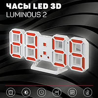 Perfeo LED часы-будильник "LUMINOUS 2", белый корпус, зелёная / красная / голубая подсветка