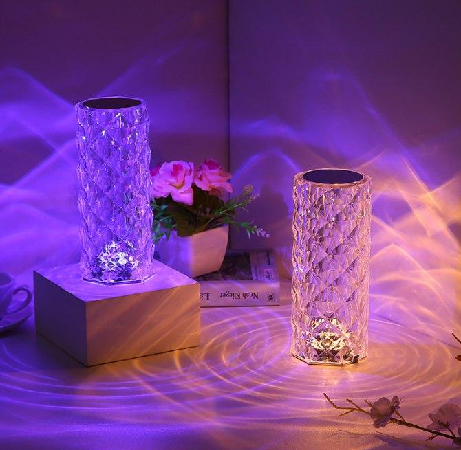 Настольная USB лампа - ночник Rose Diamond table lamp (16 цветов, пульт ДУ) - фото 1 - id-p225503301