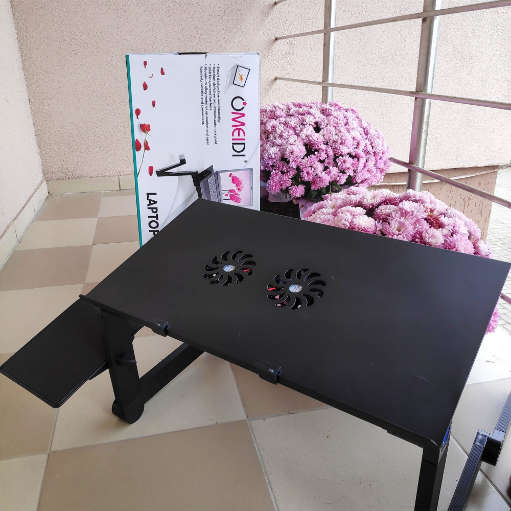 Столик трансформер для ноутбука Multifunctional Laptop Table T6 с 2 вентиляторами (550*260 мм) - фото 2 - id-p225503303