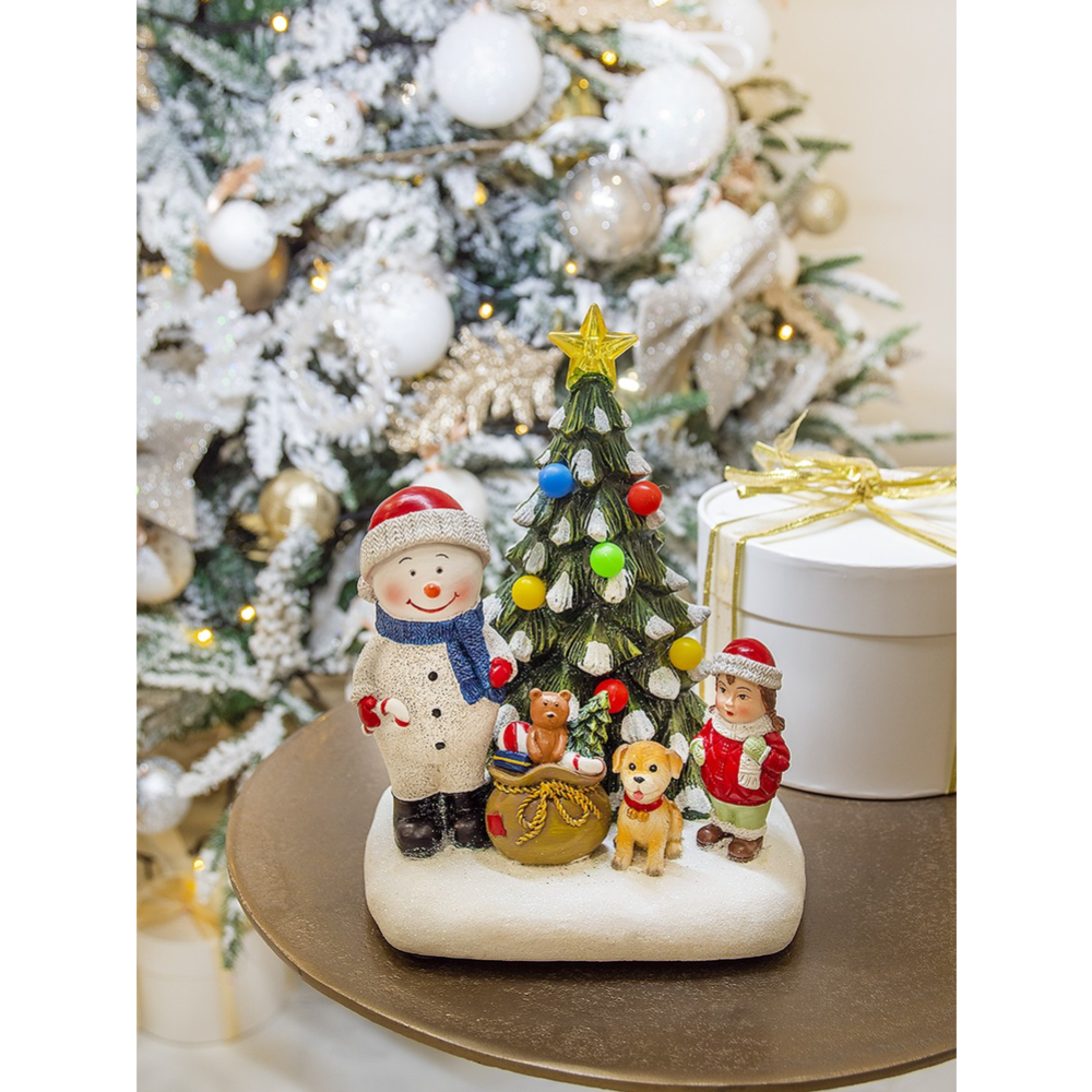 Фигурка декоративная «Лючия» Снеговик у елки, RB-213, 23 см - фото 1 - id-p225503324