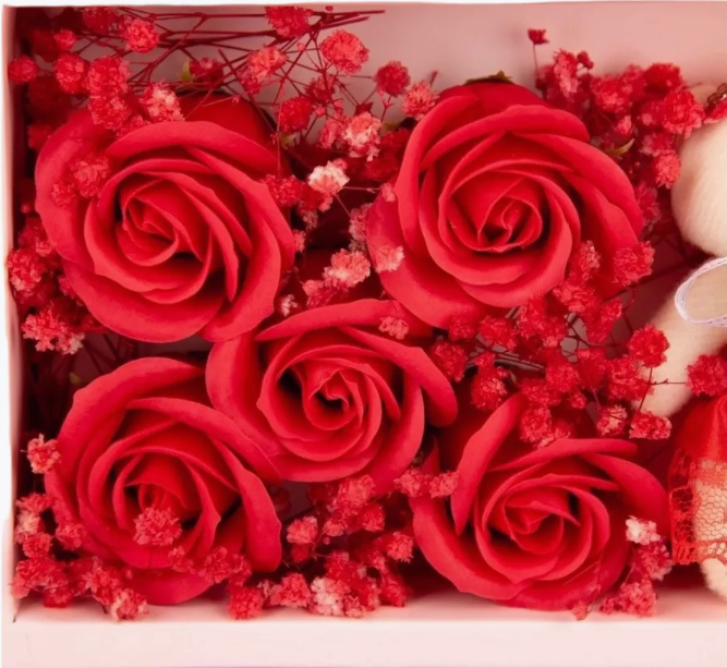 Подарочный набор 2в1 "Я тебя люблю" (мыльные розы и мишка) - фото 5 - id-p225506138