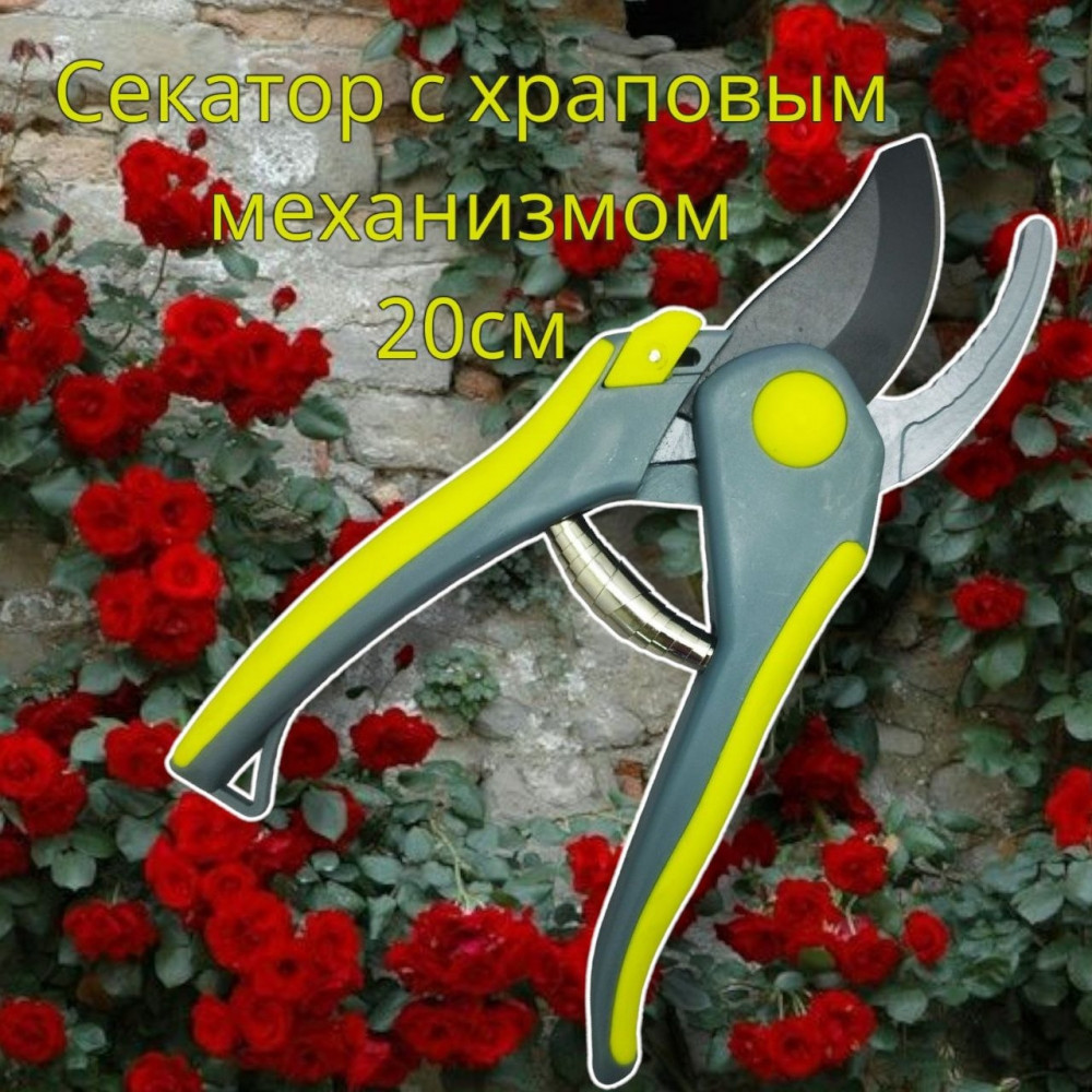 Секатор - сучкорез садовый с храповым механизмом My Garden 20 см. / Стальные лезвия, прорезиненная рукоятка - фото 1 - id-p225506175