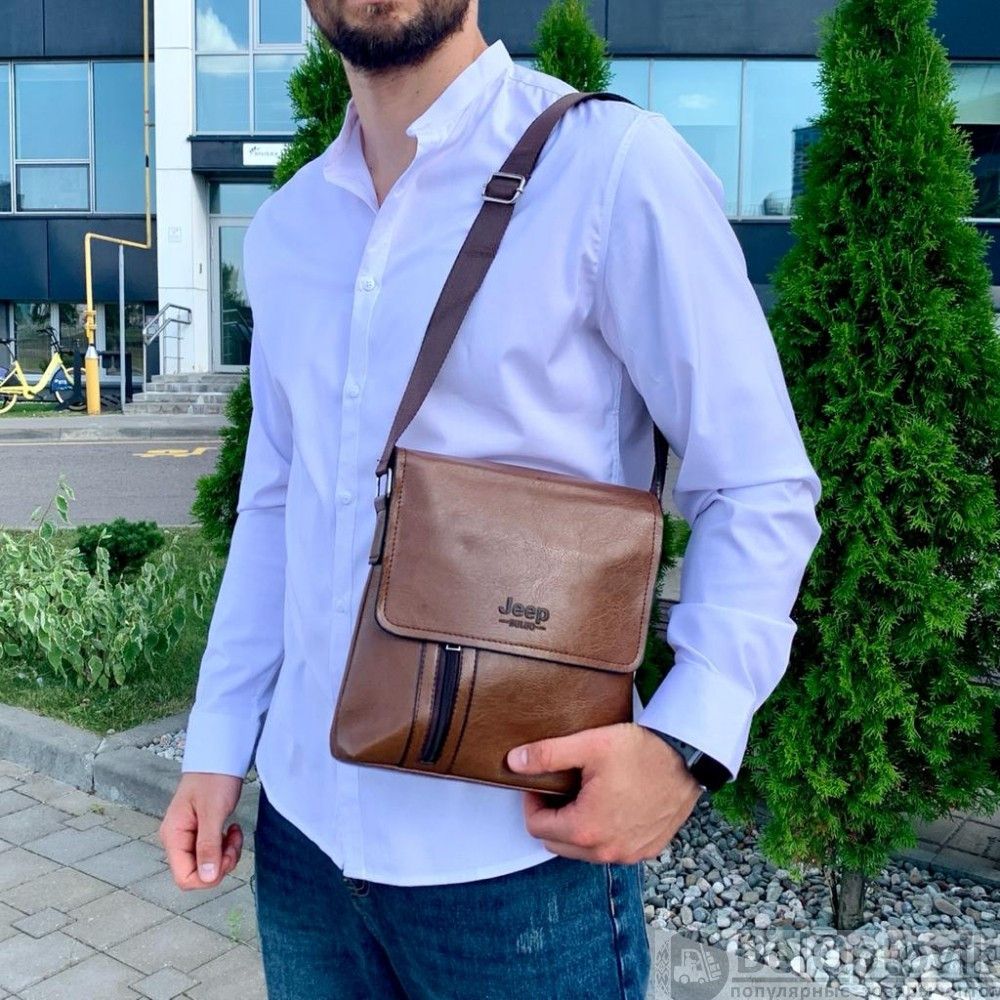 Мужская сумка-планшет через плечо Polo Videng тёмно-коричневый - фото 1 - id-p225505380