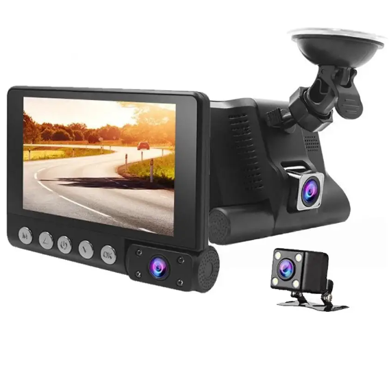 Видеорегистратор с тремя видеокамерами Video CarDVR WDR Full HD 1080P, 4 LCD экран - фото 1 - id-p225505397