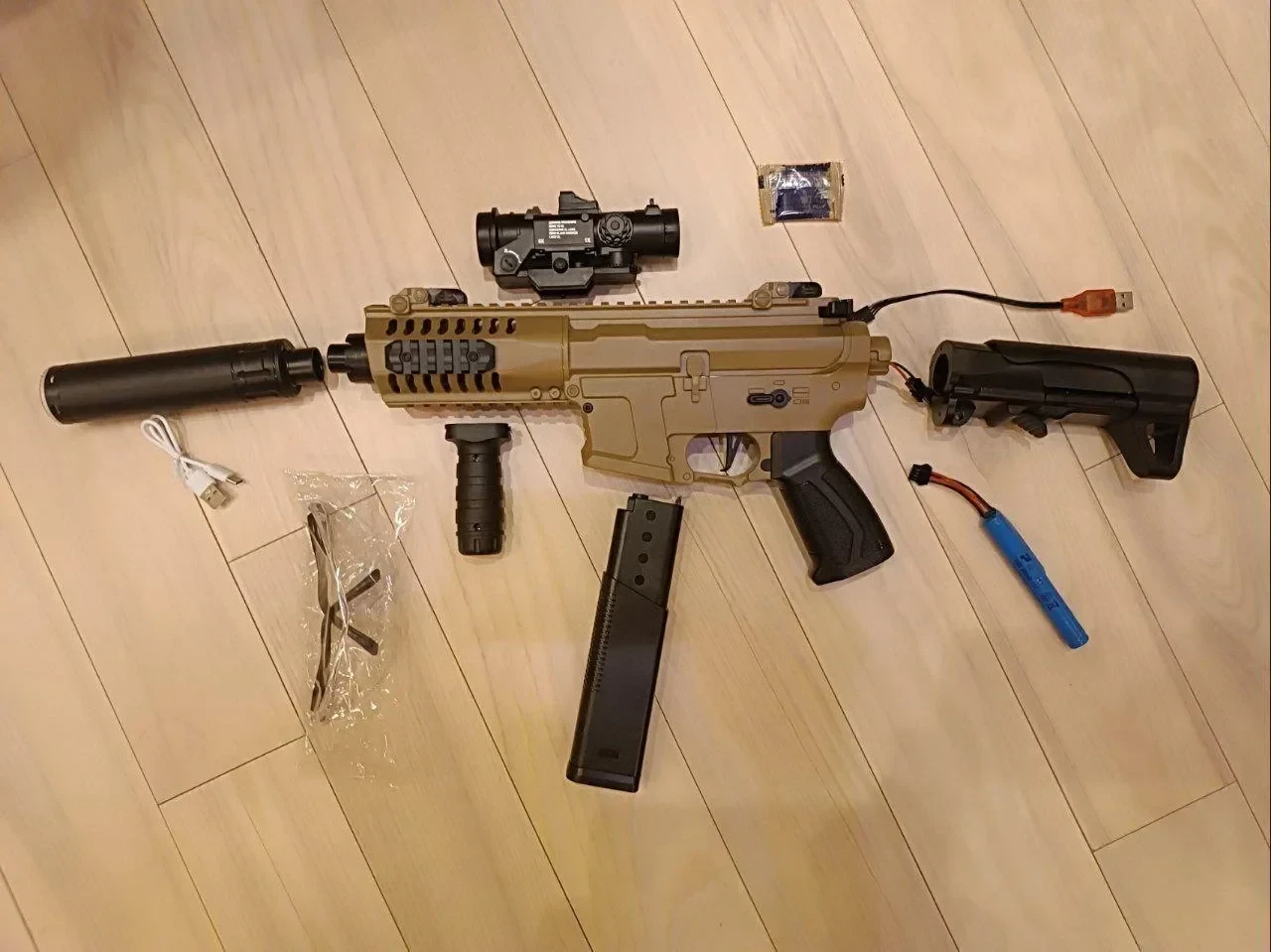 Детский Автомат орбибольный Орбиз пистолет-пулемет ARP 9 с трассерной насадкой (светящиеся пули) Орбизбол - фото 2 - id-p225508365