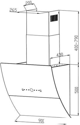 Кухонная вытяжка Grand Turino GC 90 (черный), фото 2