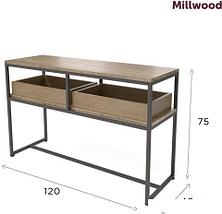 Консольный стол Millwood Пекин 1 120x40 (дуб белый craft/черный), фото 3