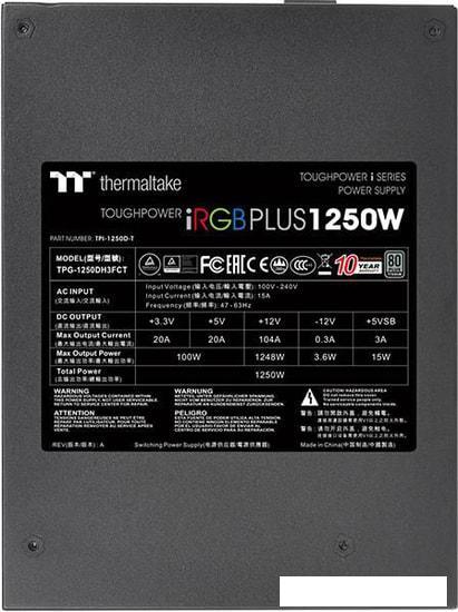Блок питания Thermaltake Toughpower iRGB PLUS 1250W Titanium PS-TPI-1250DPCTEU-T - фото 6 - id-p225160572