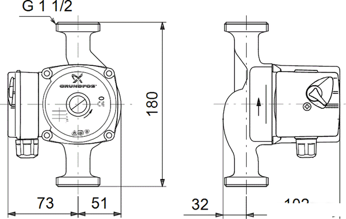 Насос Grundfos UPS 25-40 180, фото 2