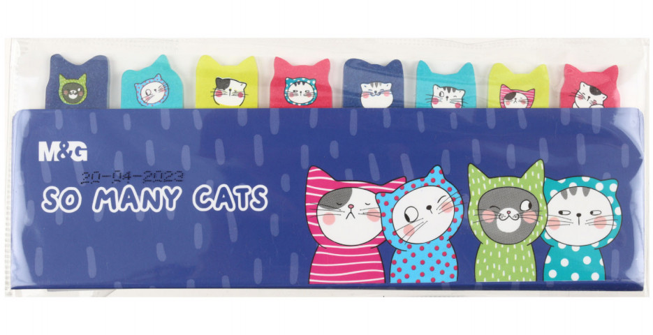 Закладки-разделители бумажные с липким краем M&G 15*53 мм, 8 блоков*20 л., 4 цвета, So Many Cats - фото 1 - id-p225508537