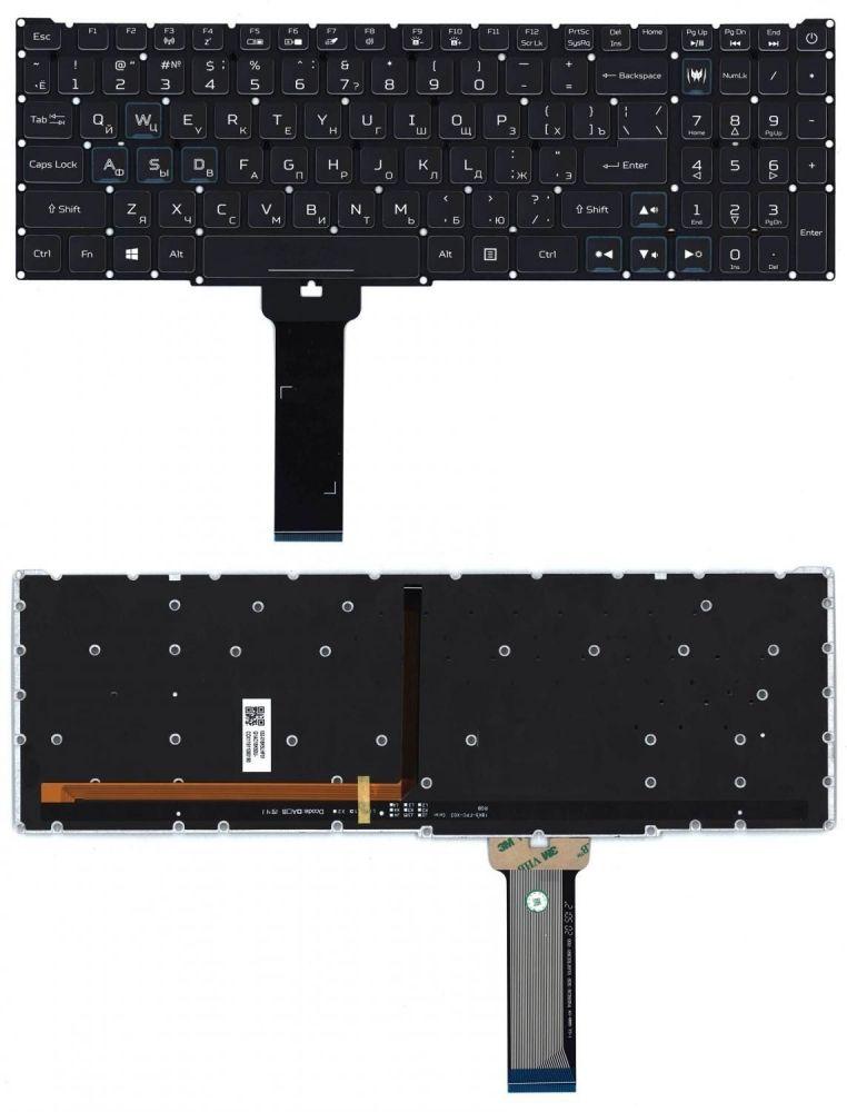 Клавиатура для ноутбука Acer PRedator Helios 300 PH315-52, черная с цветной подсветкой - фото 1 - id-p225509796