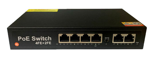 Сетевой хаб LAN - коммутатор POE -  свитч-разветвитель на 4+2 RJ45 порта, 10/100 Мбит/с, молниезащита 556770